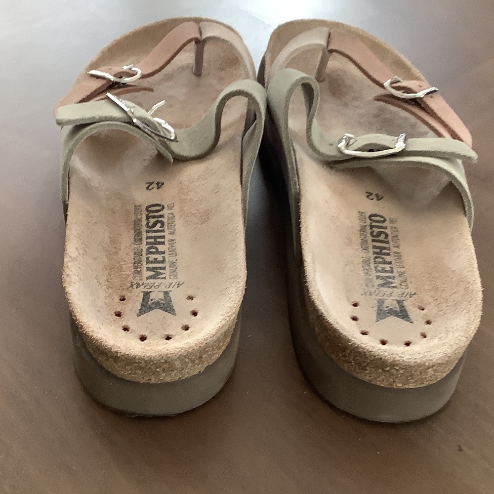 Mephisto Two-Strap Buckle Sandals in Mint and Blush - Picture 5 of 5